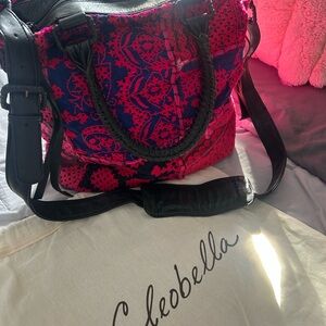 Cleobella Vibrant Pink and Black Tote